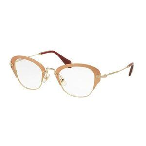 NWT Miu Miu MIU-MIU 0MU-53OV-OF0101 Gold Cat-Eye 50mm Glasses